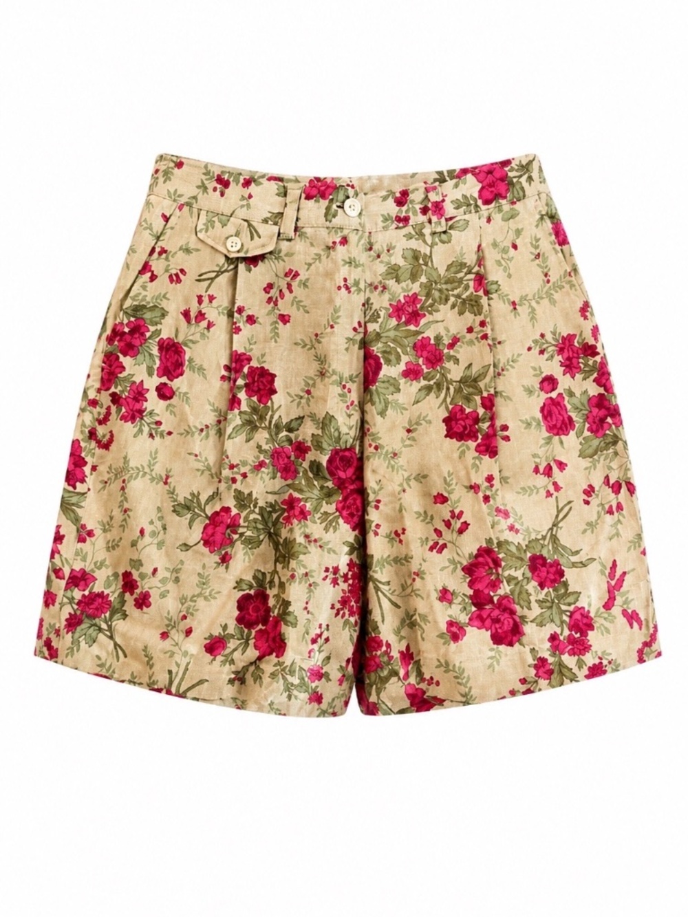 RALPH LAUREN Vintage 90’s Pleated Red Floral linen shorts - size 12P 🌟